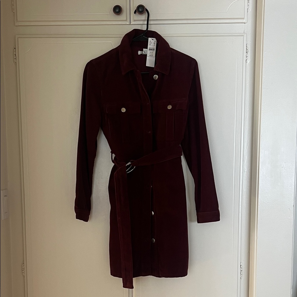 Topshop Burgundy Long Sleeve Dress